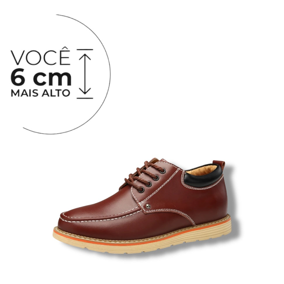 Sapato Social Eminence - Aumenta Altura 6cm - Couro Marrom - Masculino