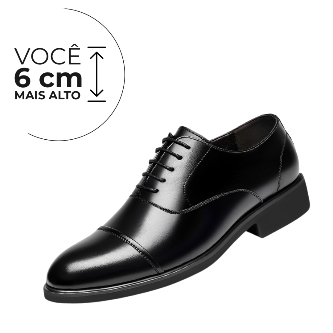 Sapato Social Supreme - Aumenta Altura 6cm - Couro Preto - Masculino