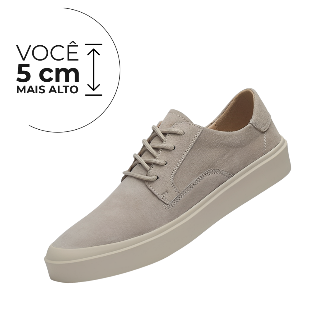 Tênis Casual Boreal - Aumenta Altura 5cm - Camurça - Areia - Masculino