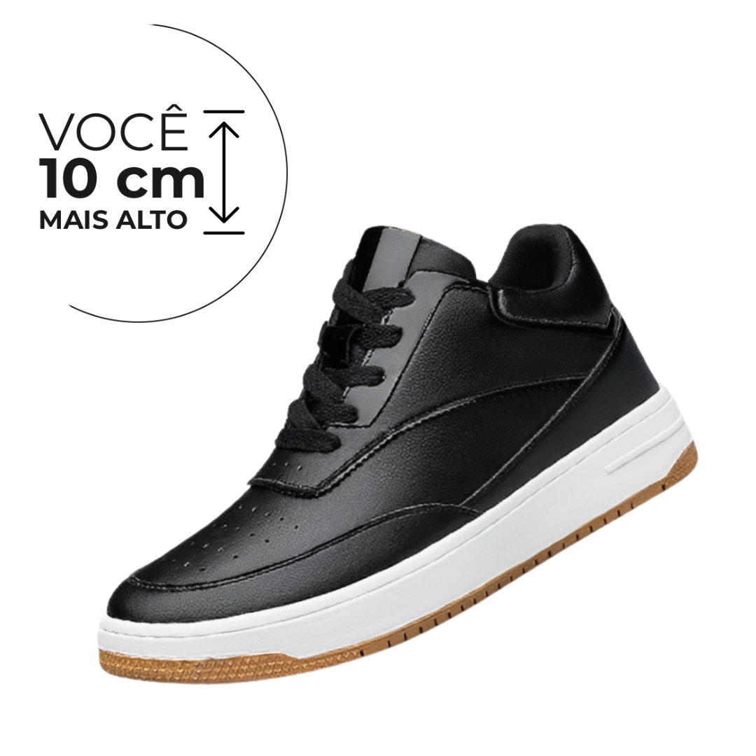 Tênis Casual Thunder - Aumenta Altura 10cm - Couro - Preto - Masculino