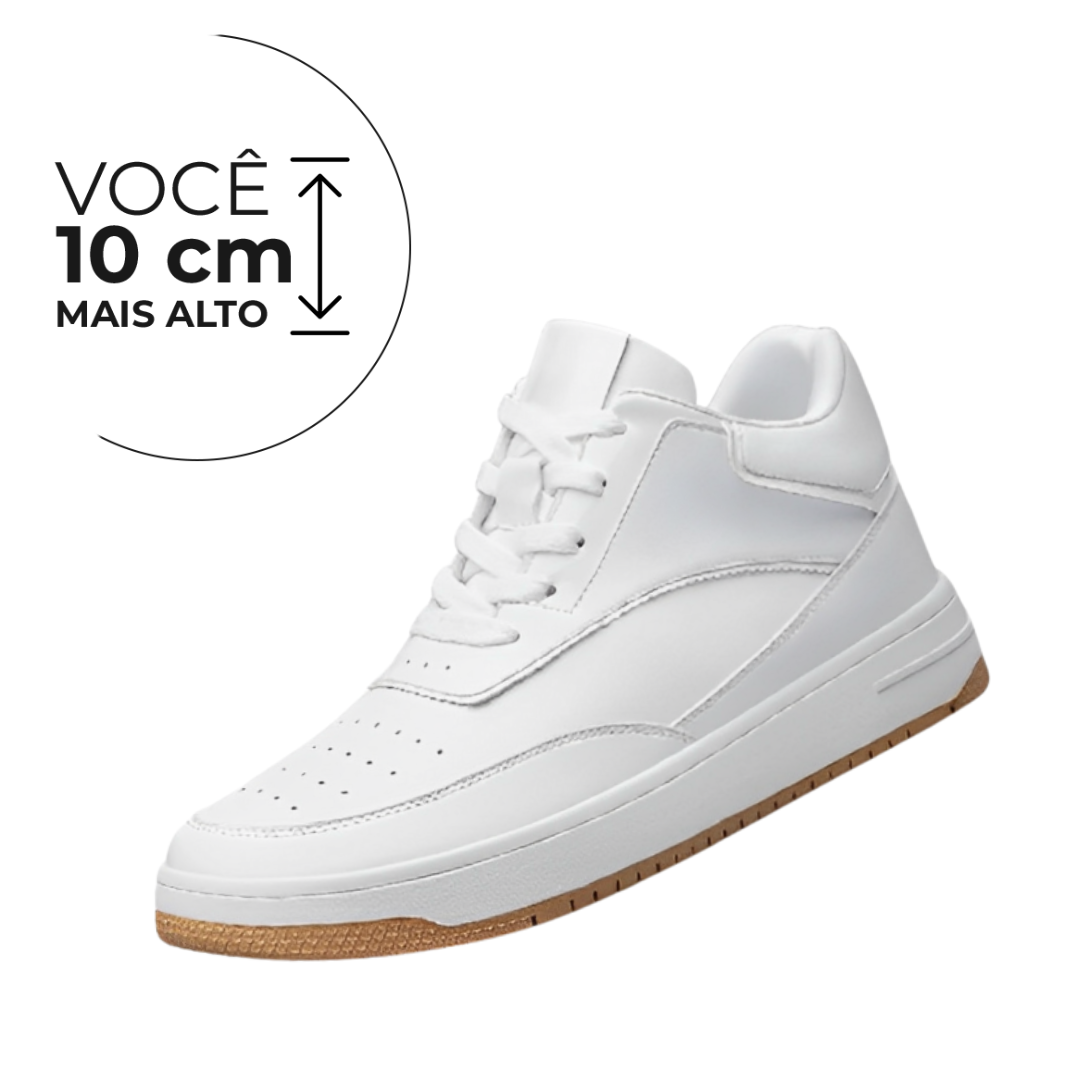 Tênis Casual Celeste - Aumenta Altura 10cm - Couro - Branco - Masculino