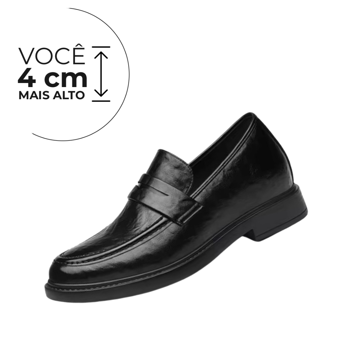 Sapato Social Glorious - Aumenta Altura 4cm - Couro Preto - Masculino