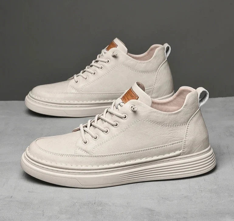 Tênis Casual - Aumenta Altura 6cm - Couro - Bege - Masculino3