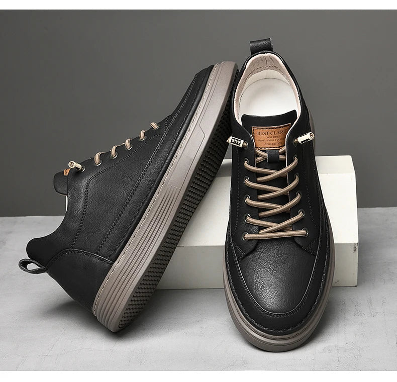 Tênis Casual - Aumenta Altura 6cm - Couro - Preto - Masculino2