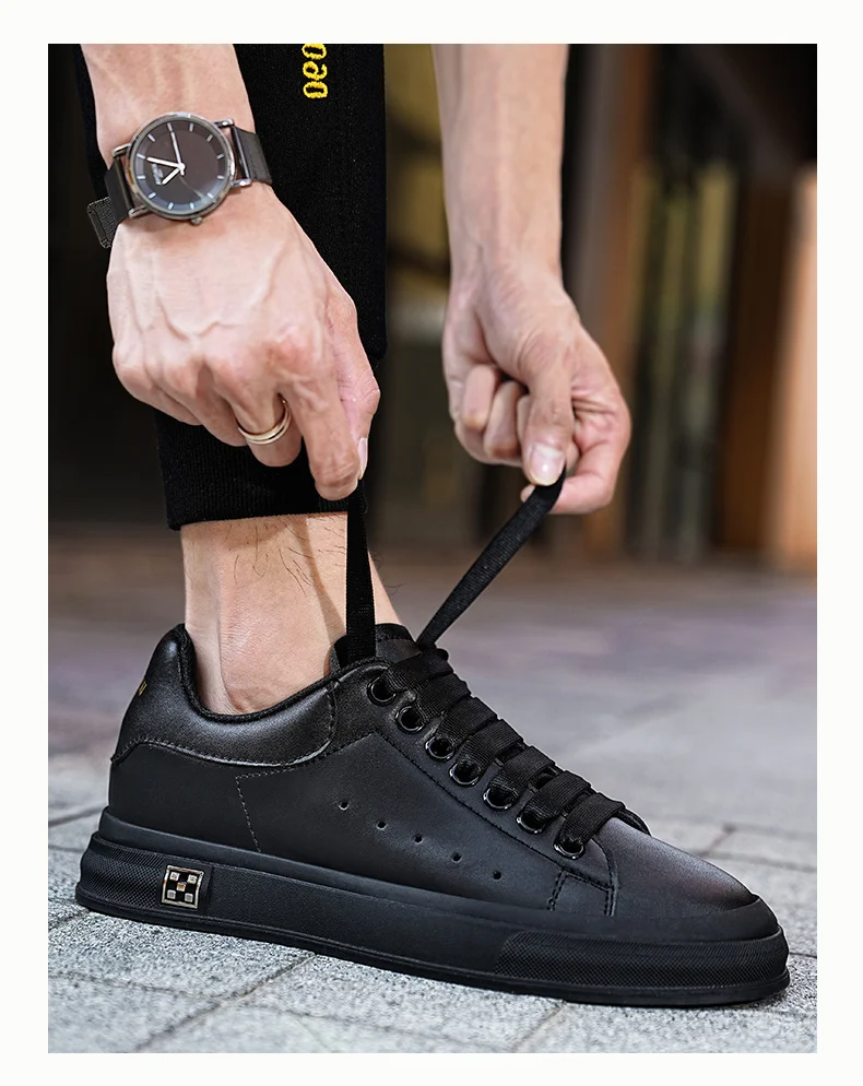Tênis Casual - Aumenta Altura 6cm - Couro - Preto - Masculino2