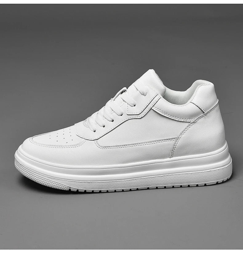 Tênis Casual - Aumenta Altura 8cm - Couro - Branco- Masculino3
