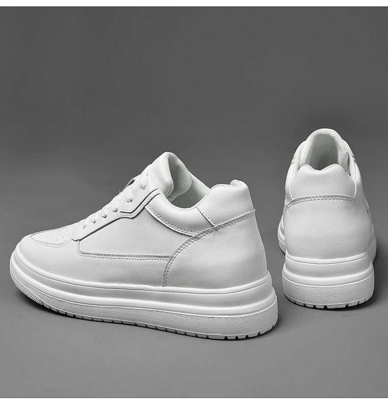Tênis Casual - Aumenta Altura 8cm - Couro - Branco- Masculino4