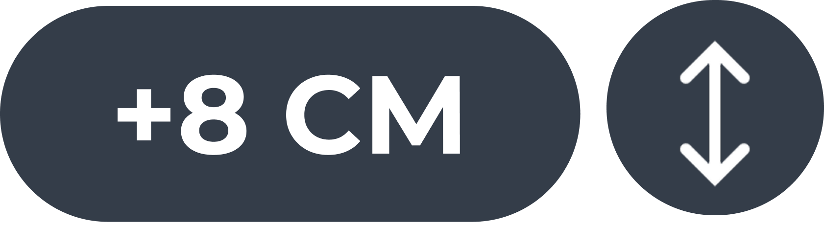 +8 cm de altura
