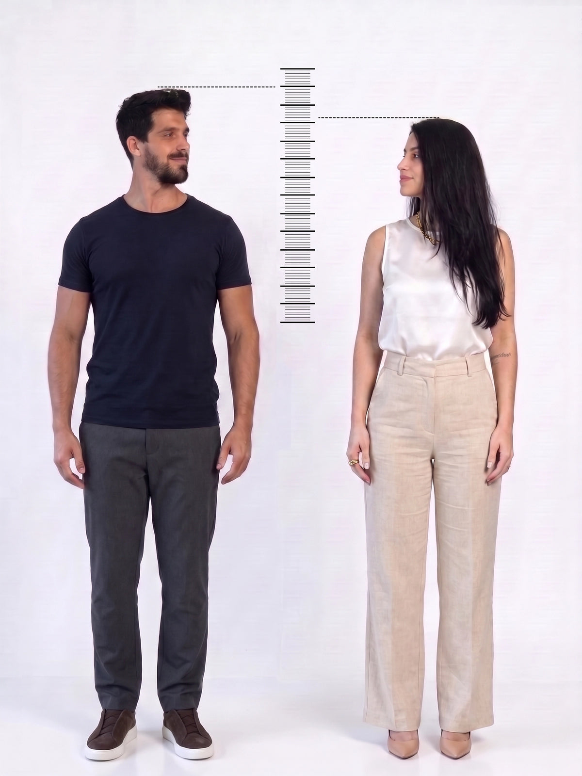 Depois: homem usando Tênis Casual Milano ao lado de uma mulher